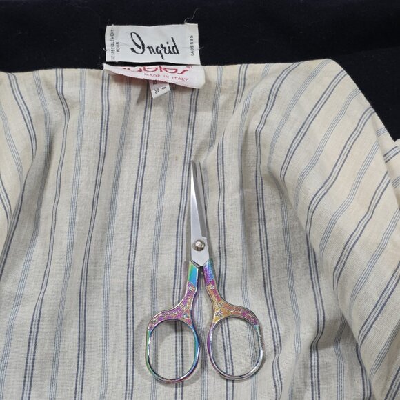 Byblos Vtg Blazer Jacket Womens US 8 Black Wool LS Lined Pockets Retro Chic FLAW - Picture 13 of 16